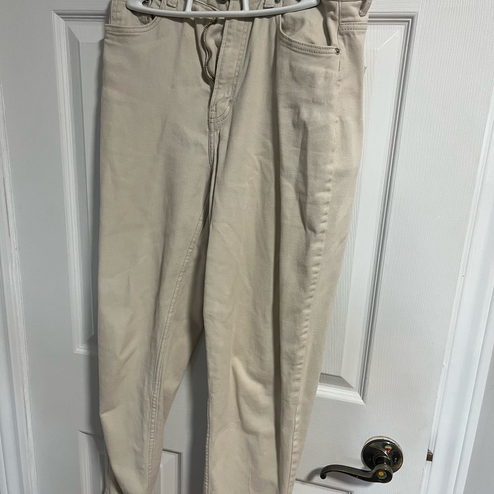 H&M Cream Straight Leg Jeans
